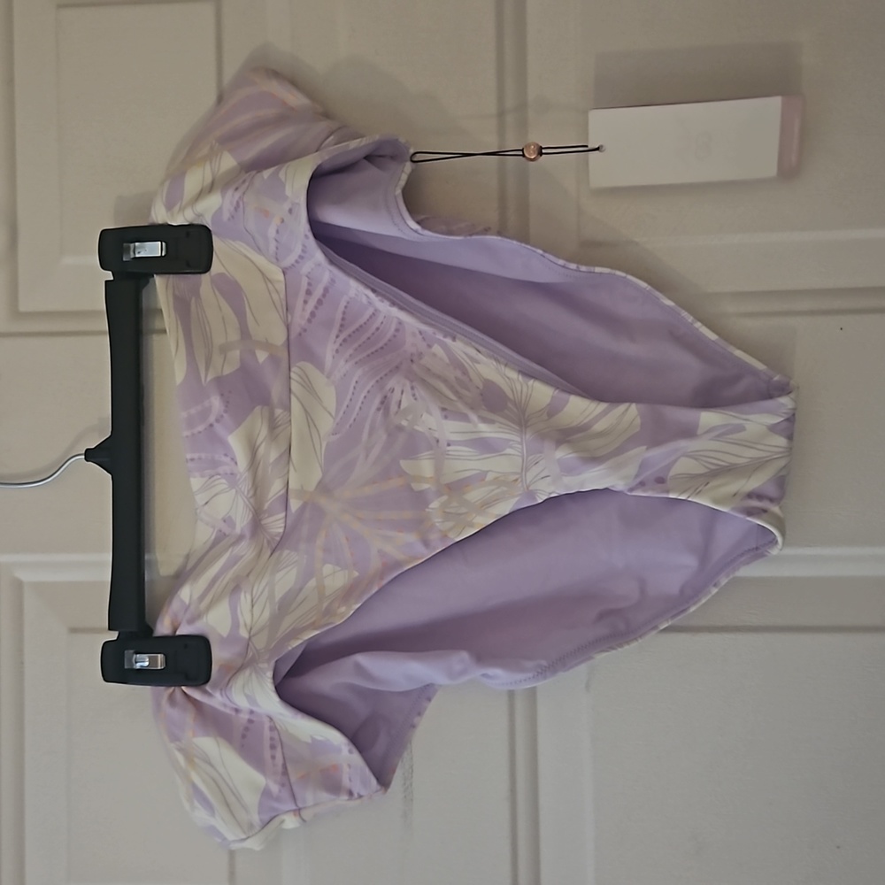 CALIA MID RISE WIDE BAND SWIM BOTTOM: PALMS LAVENDER PRINT: NEW WITH TAGS: XXL